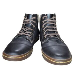 Dr. Martens Maelly Womens 7 Combat Boots Brown Leather Padded Herringbone Collar